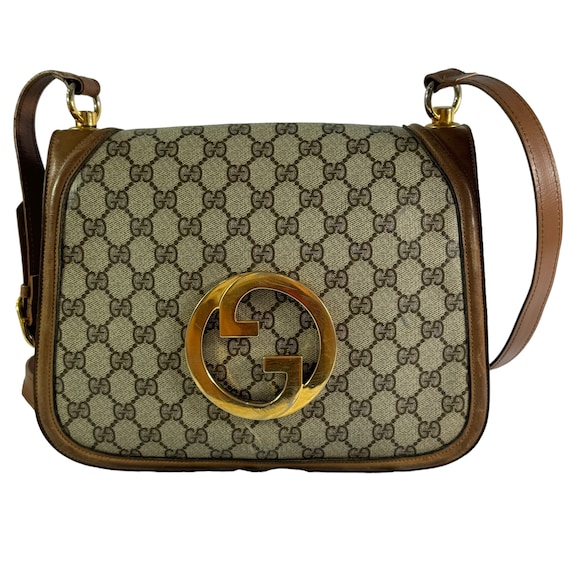 70 s GUCCI 1973 Brown Leather beige Canvas Interlocking GG Monogram Blondie Bag Etsy Ireland
