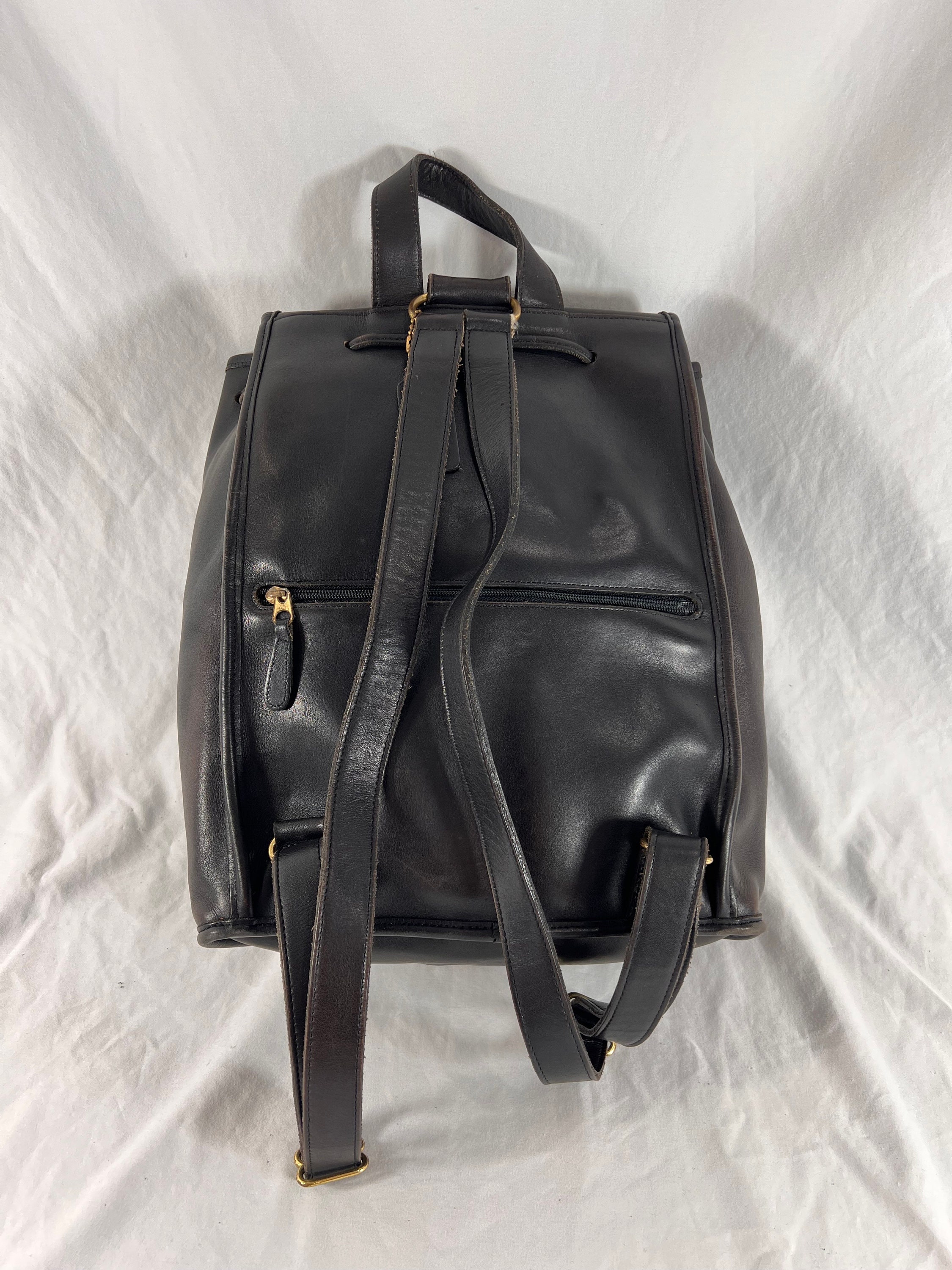 1994 COACH Vintage Black Leather Backpack Made in the United