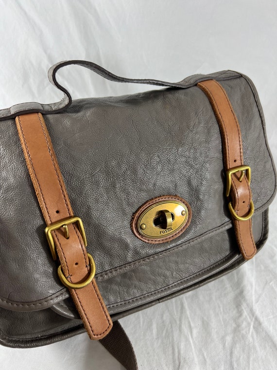 FOSSIL Long Live Taupe Leather Turn Lock Closure … - image 5
