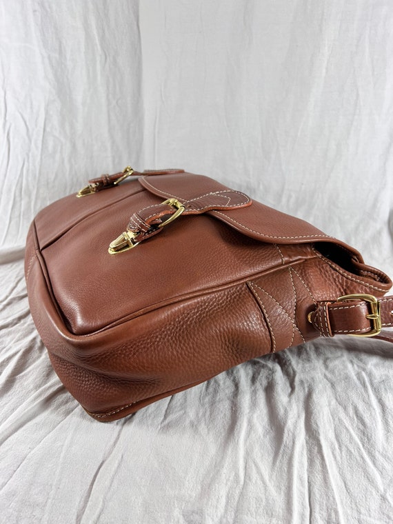 Vintage Authentic Tan Leather Briefcase Messenger… - image 6