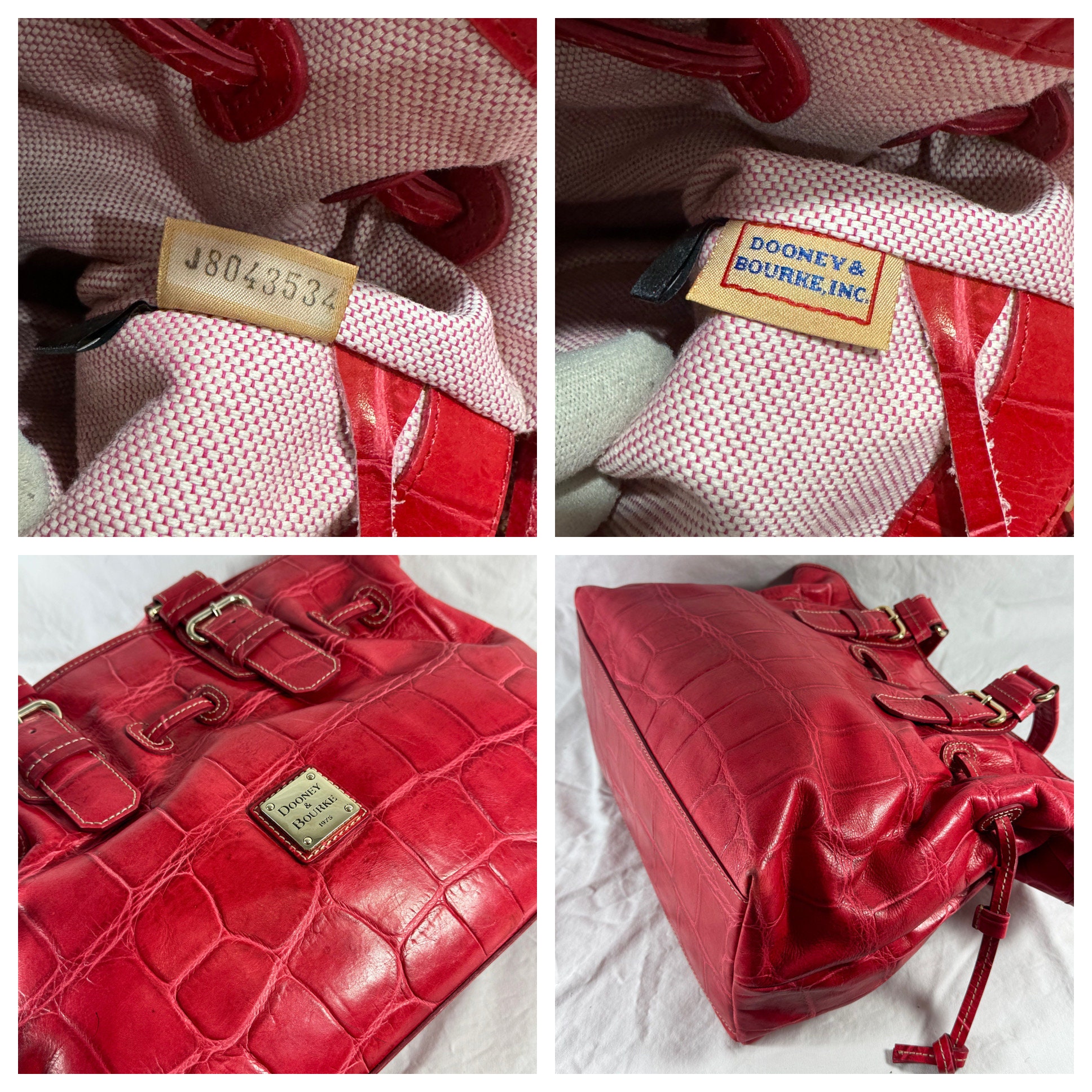 DOONEY AND BOURKE Rote Leder Kroko Pragung Kordelzug Tote Satchel Schultertasche Etsy