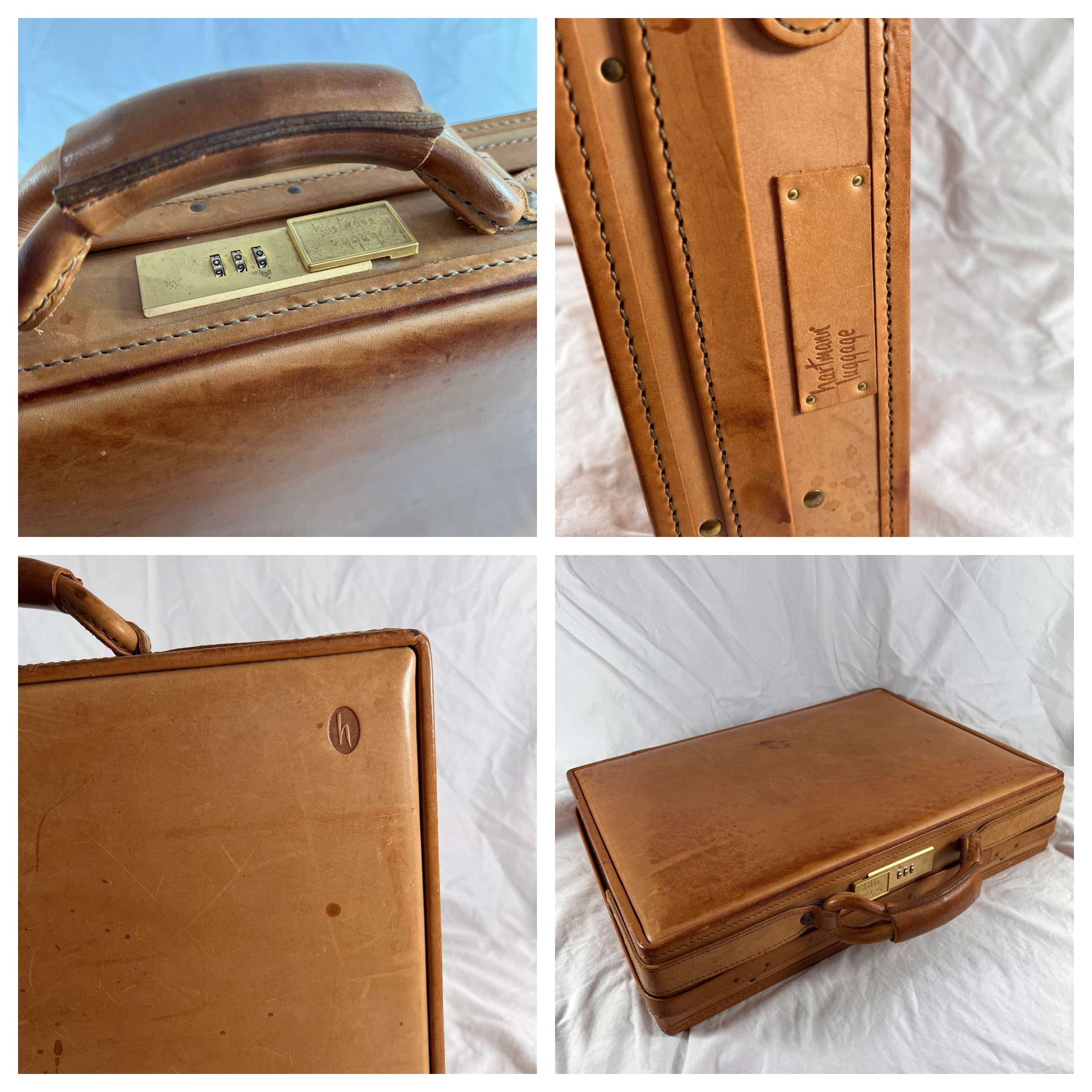 Vintage Hartmann Belting Tan Leather Retractable Handle Portfolio