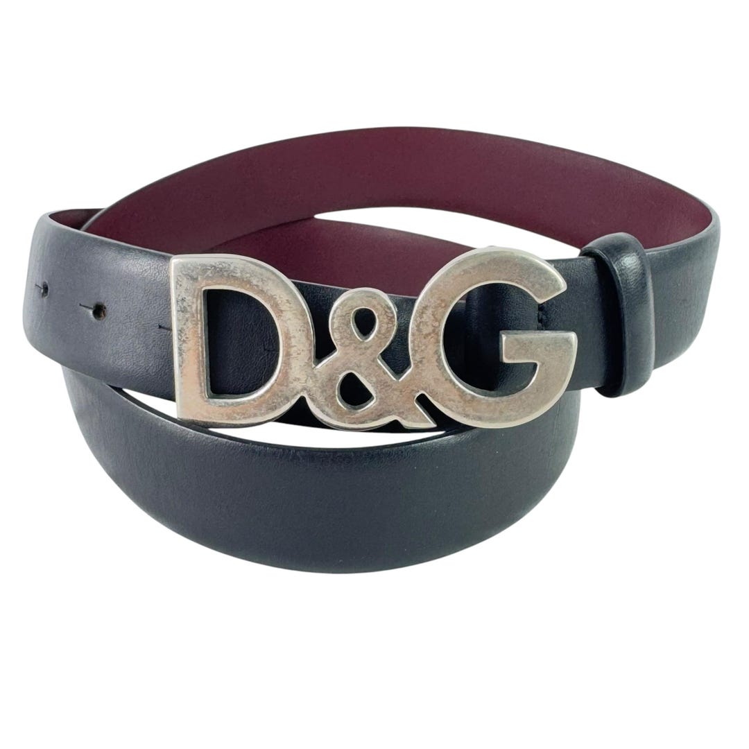 ドルチェ＆ガッバーナ ブラックレザー ヴィンテージ DGロゴバックル