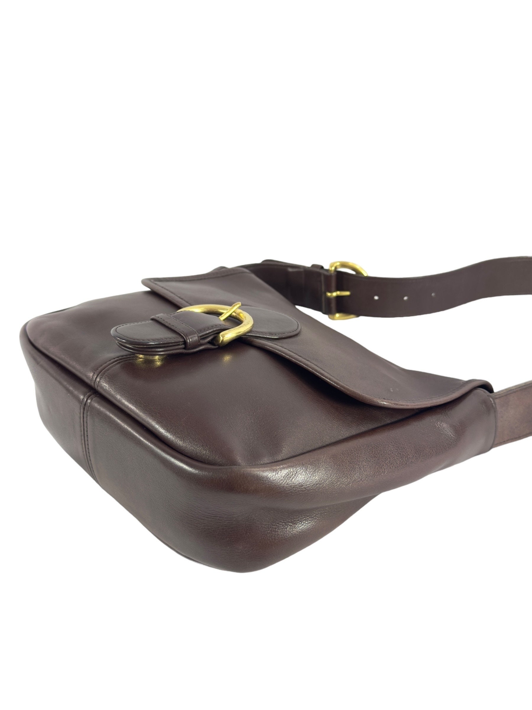 40【未使用級】COACH ボディバッグ 1997 COACH 4164 Brown Leather Bedford Flap Shoulder Made in The