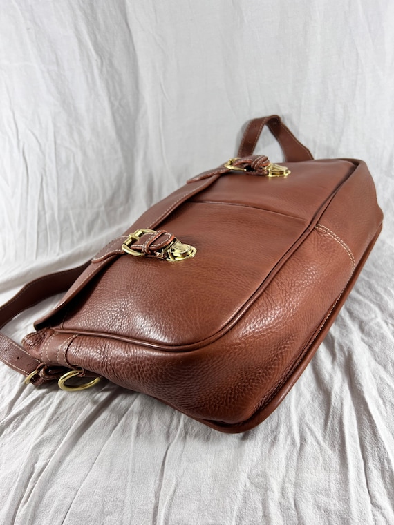Vintage Authentic Tan Leather Briefcase Messenger… - image 5