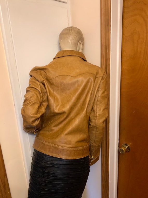 DOLCE and GABBANA 90's Tan Leather Women's Jacket Made in Italy