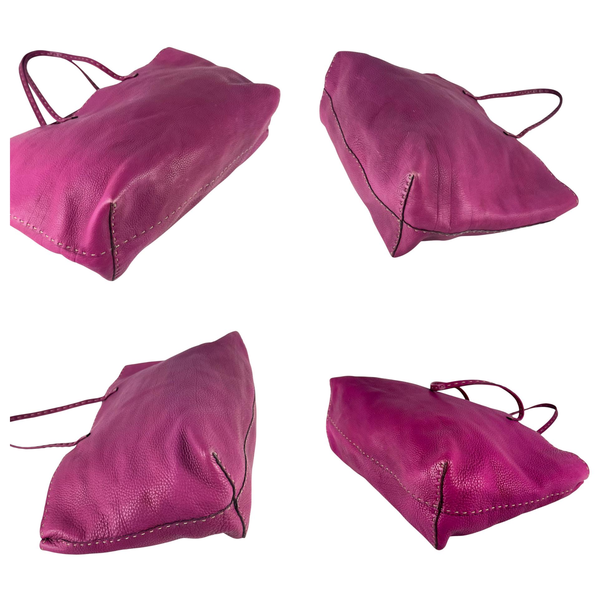 FENDI Pink/fuchsia Leather Selleria 925 Tote Shoulder Bag