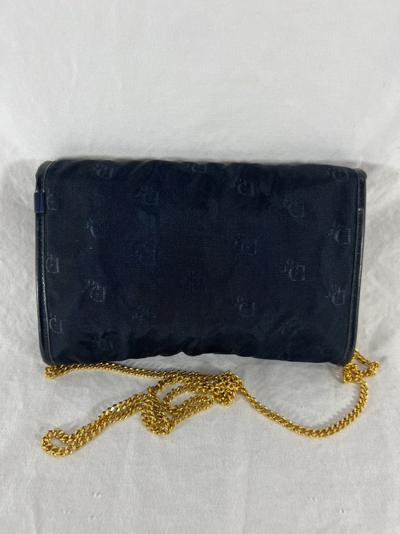 CHRISTIAN DIOR Mini Navy Blue Nylon Gold Chain Li… - image 8