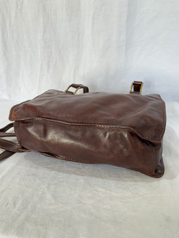 THE BRIDGE Vintage Genuine Brown Leather Satchel Shou Gem