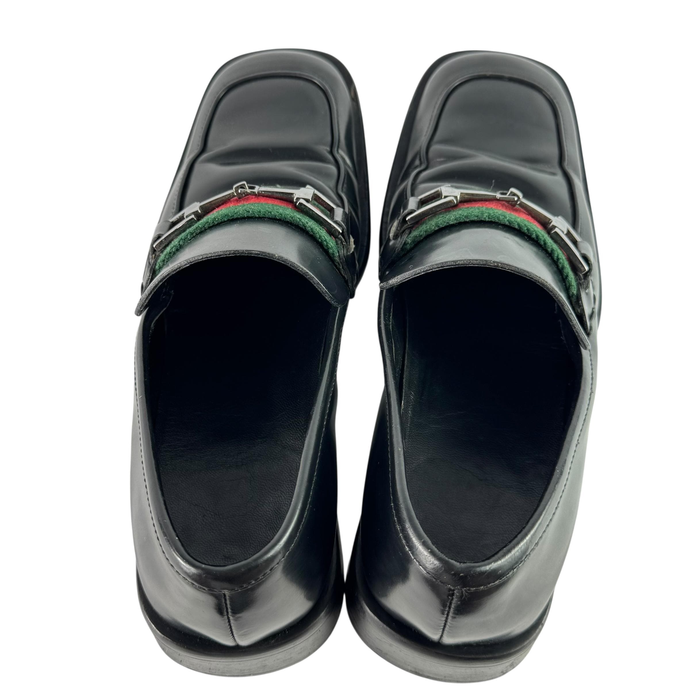 GUCCI Loafers Black Leather Sherry Line Horsebit Made in  display picture 2