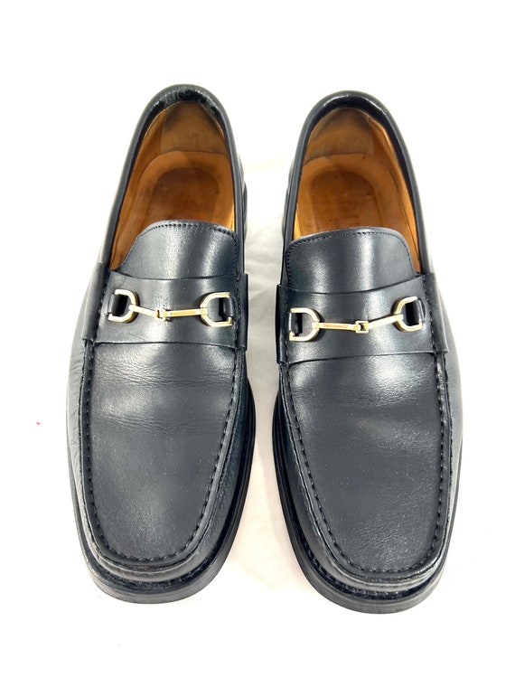 GUCCI Black Leather Horsebit Men Loafers Made in I