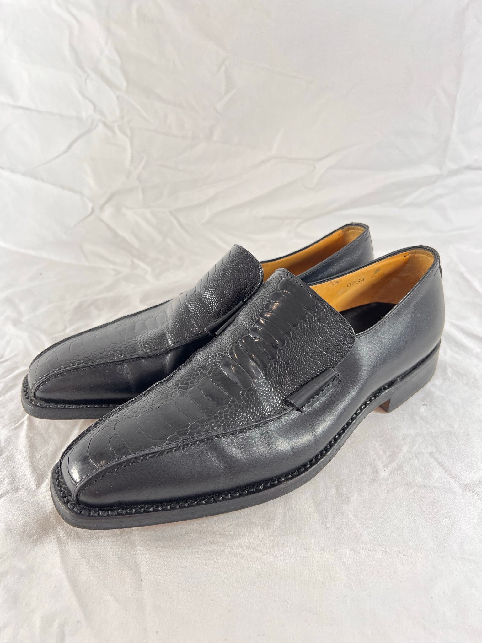 GIANNI VERSACE Vintage Authentic Black Ostrich Leather Men