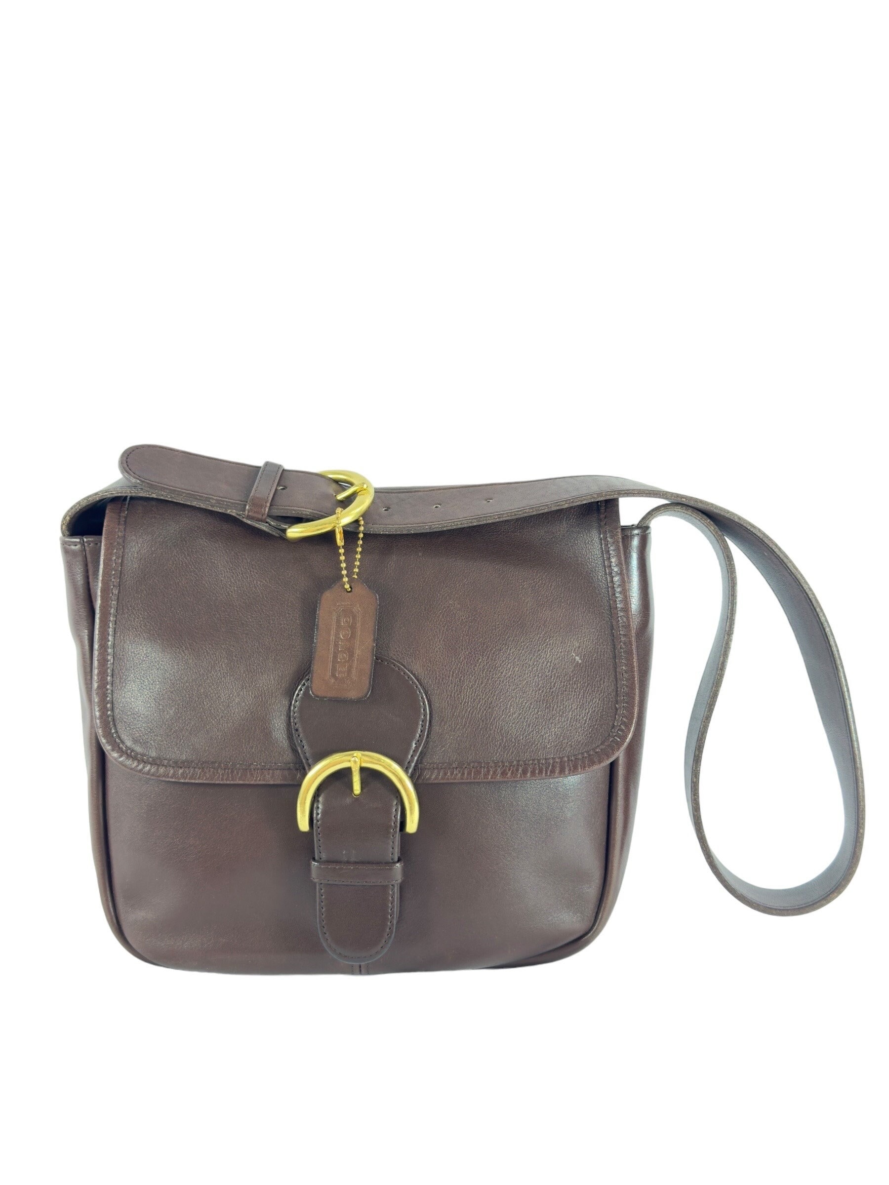 1997 COACH 4164 Brown Leather Bedford Flap Shoulder Made in