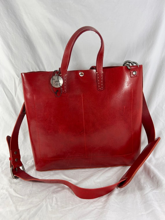 WILL LEATHER GOODS Red Leather Business Tote Cros… - image 9