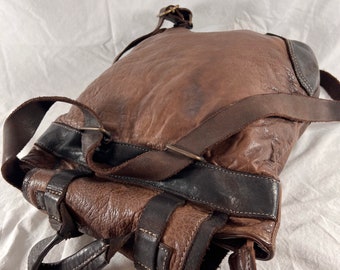 ORIGI Great Authentic Vintage Two tones Brown Leather Rugged Backpack Bag ORIGI Great Authentic Vintage Two tones Brown Leather Rugged  main image 4