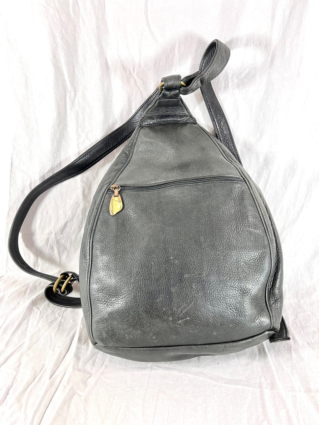 Authentic LIBAIRE Vintage Black Leather Backpack Bag Made in 