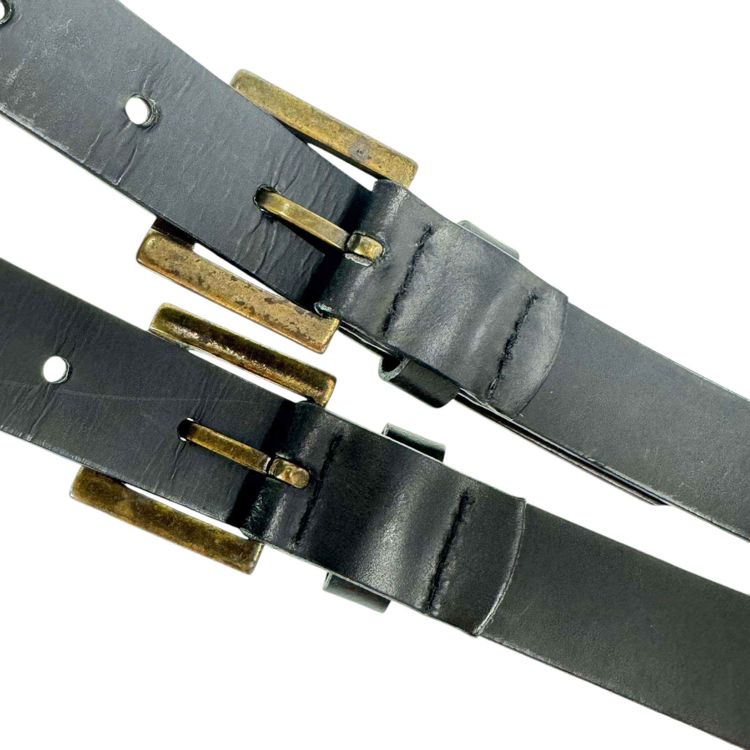 DOLCE & GABBANA Black Leather Logo Plaque Double Belt Women\'s Belt 36/90 DOLCE & GABBANA Black Leather Logo Plaque Double Belt  main image 4