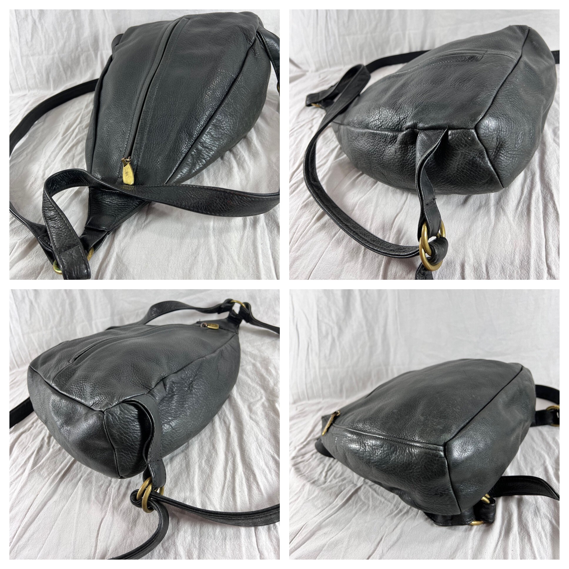 Authentic LIBAIRE Vintage Black Leather Backpack Bag Made in 