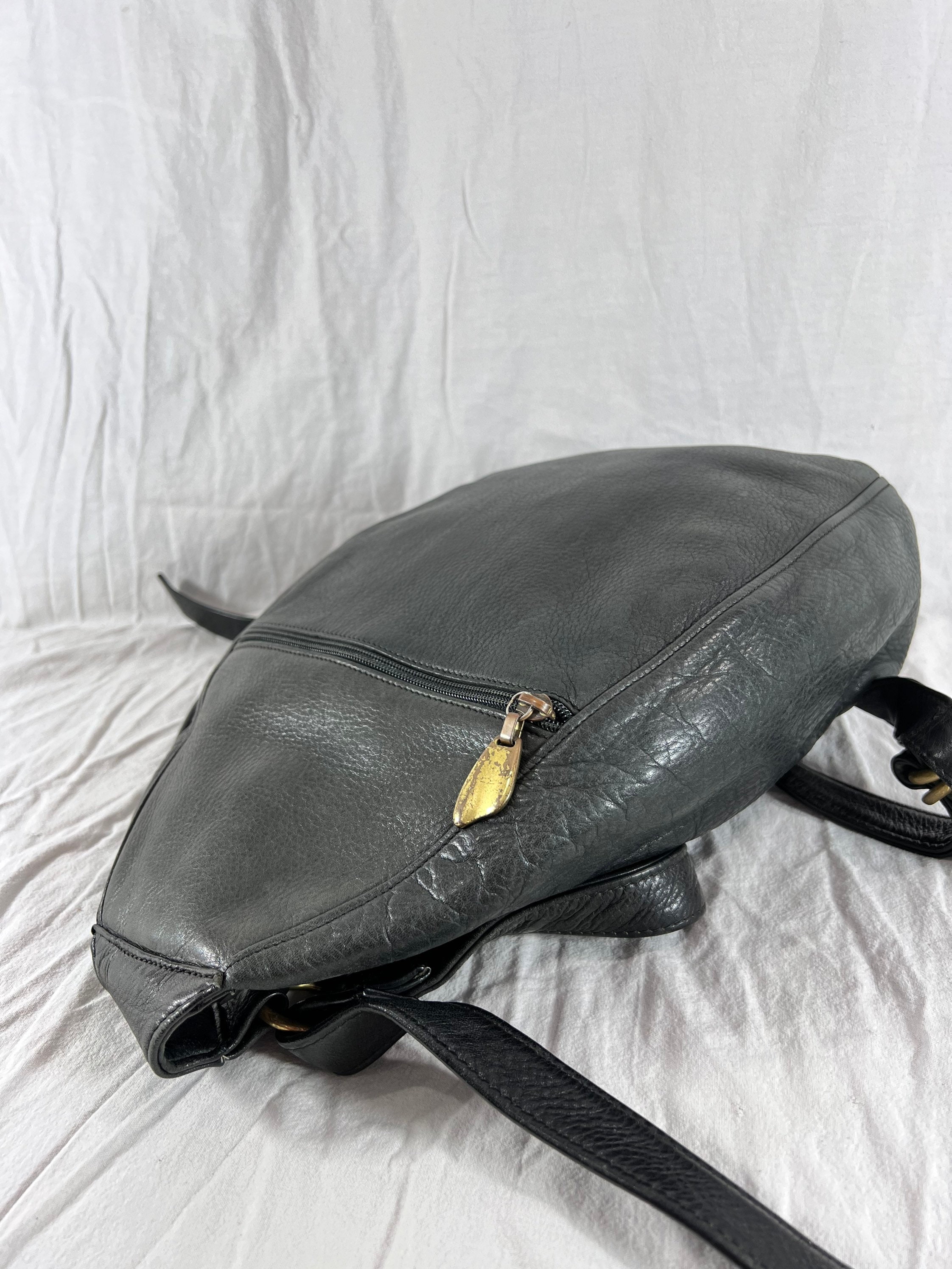 Authentic LIBAIRE Vintage Black Leather Backpack Bag Made in 