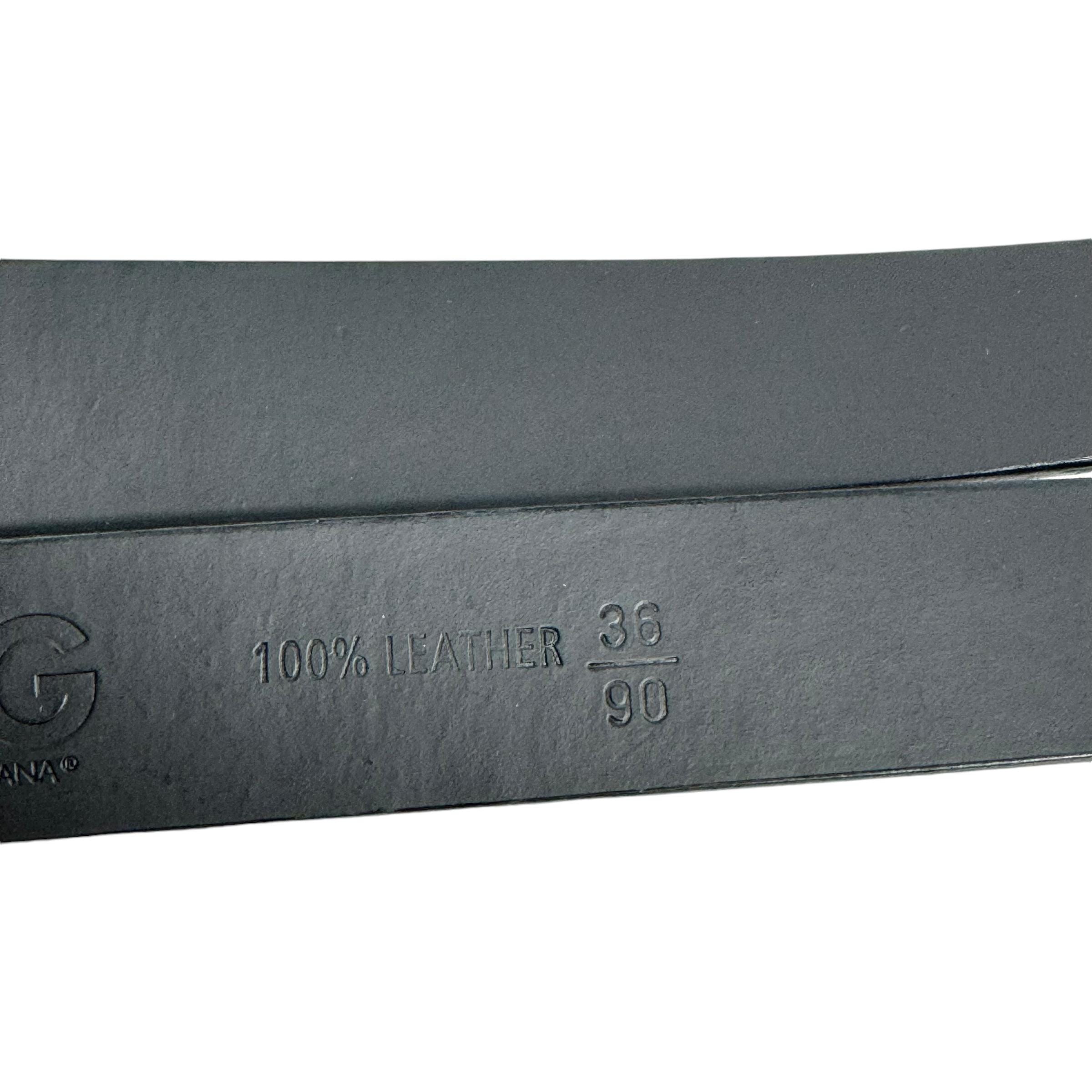 DOLCE & GABBANA Black Leather Logo Plaque Double Belt 