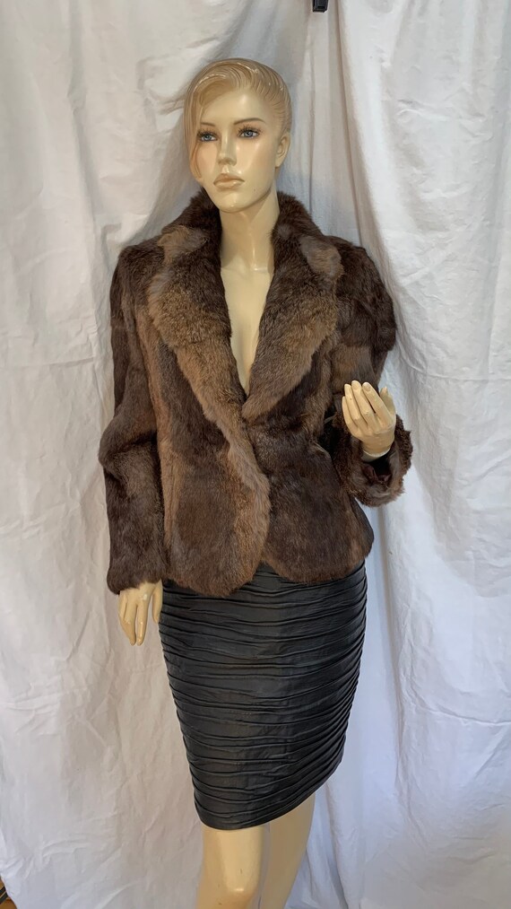 CONTEMPO CASUALS Brown Rabbit Fur Women s Jacket Size S Etsy UK