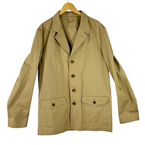 LOUIS VUITTON Beige Cotton Men&#39;s Blazer Military Jacket Marked as &quot;56&quot;