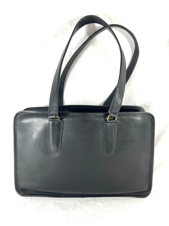 80's COACH Marketing Tote Bag Black Leather Made in the