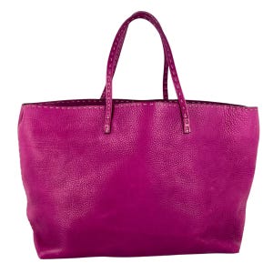 FENDI Pink/Fuchsia Leather Selleria 925 Tote Shoulder Bag Made in Italy