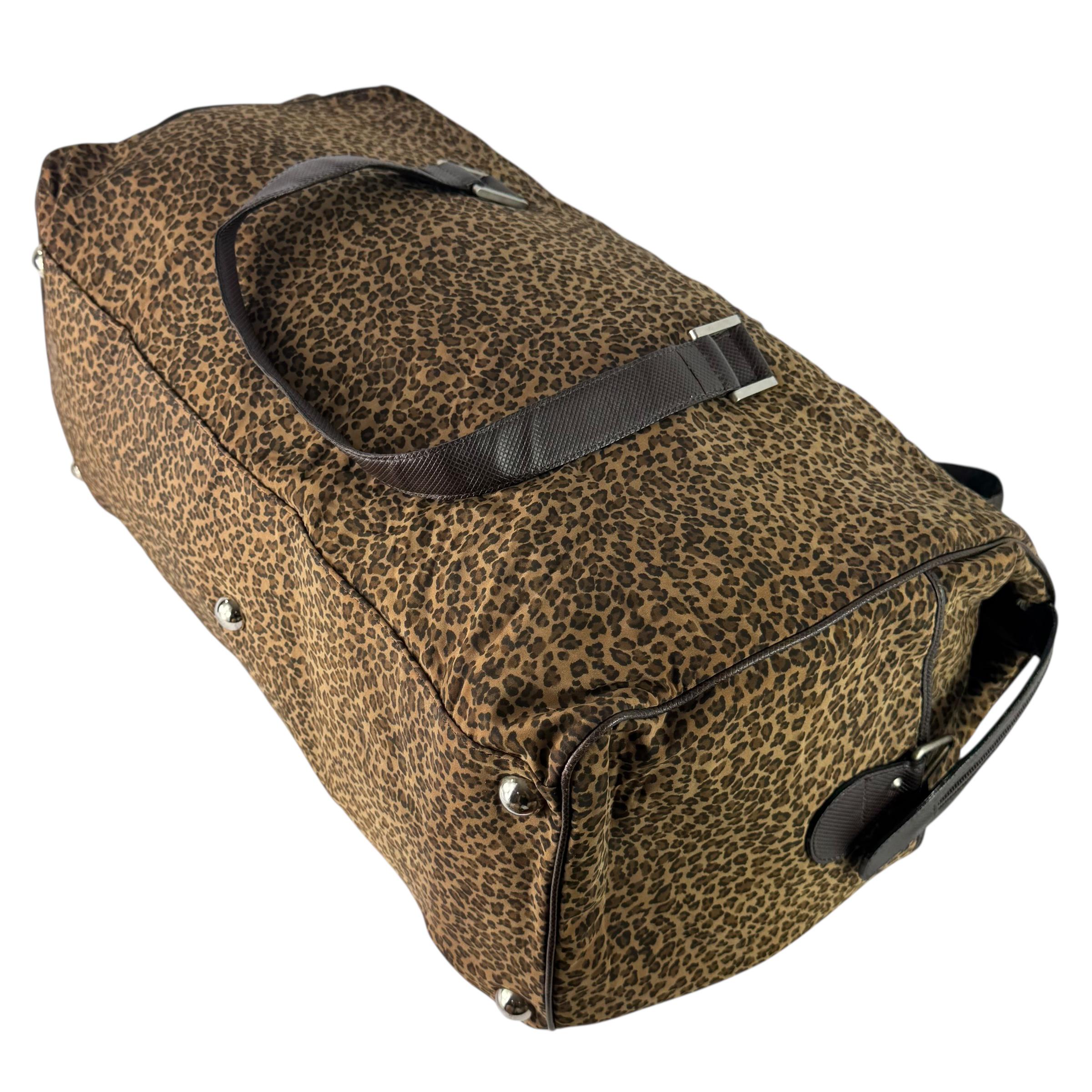 BOTTEGA VENETA Leopard Print Nylon Travel Weekender Duffle Bag