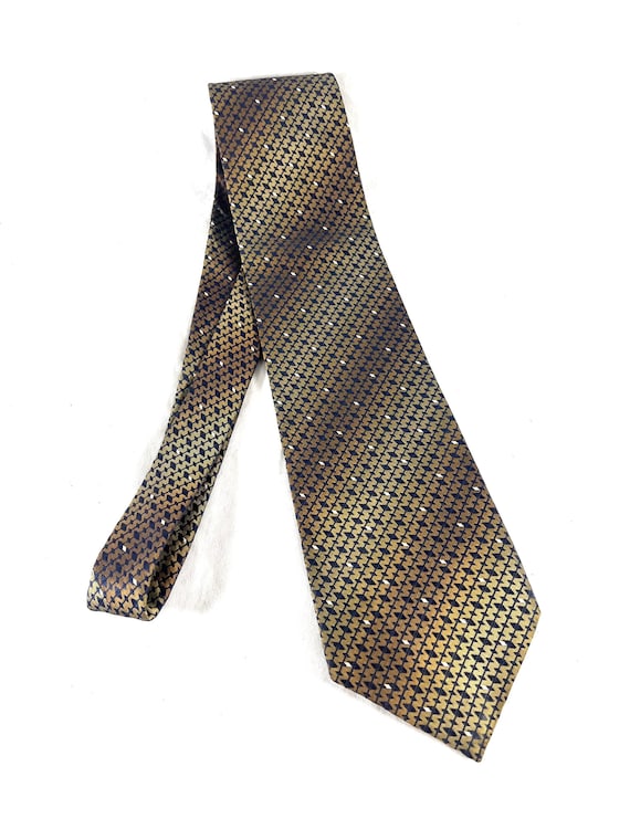 GIANNI VERSACE 100% Metallic Gold and Gray Silk D… - image 1