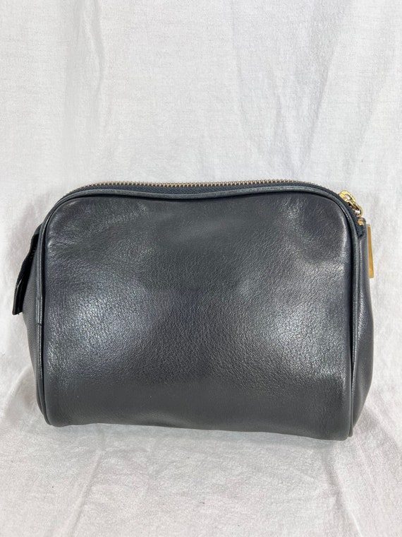 RALPH LAUREN Black Leather Toiletry Makeup Bag - image 3