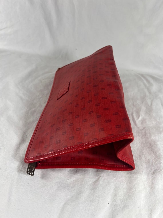 80's FENDI Red Canvas Micro FF Logo Pouch Clutch … - image 4