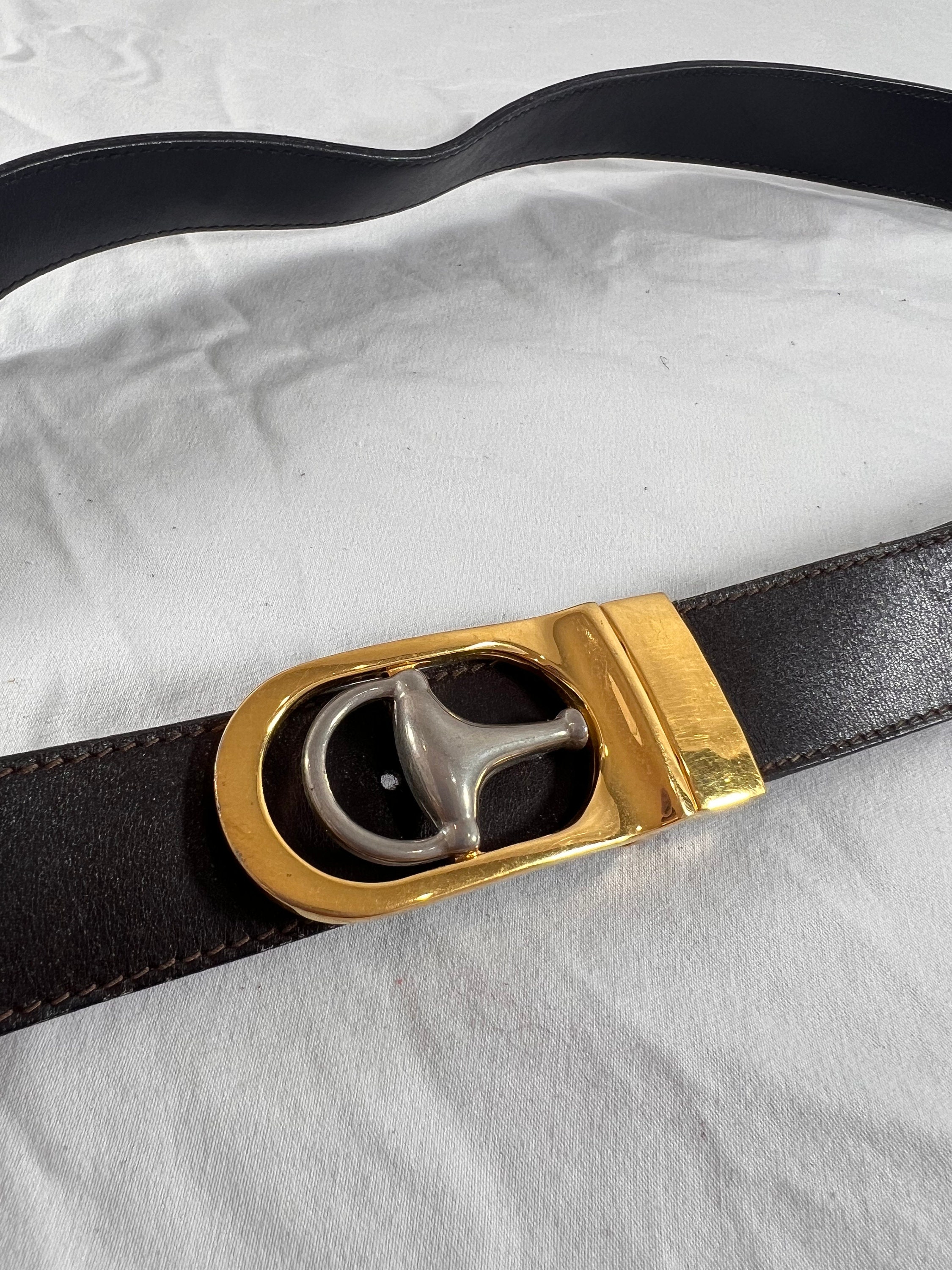 Vintage GUCCI Reversible Black Brown Leather Horsebit Men