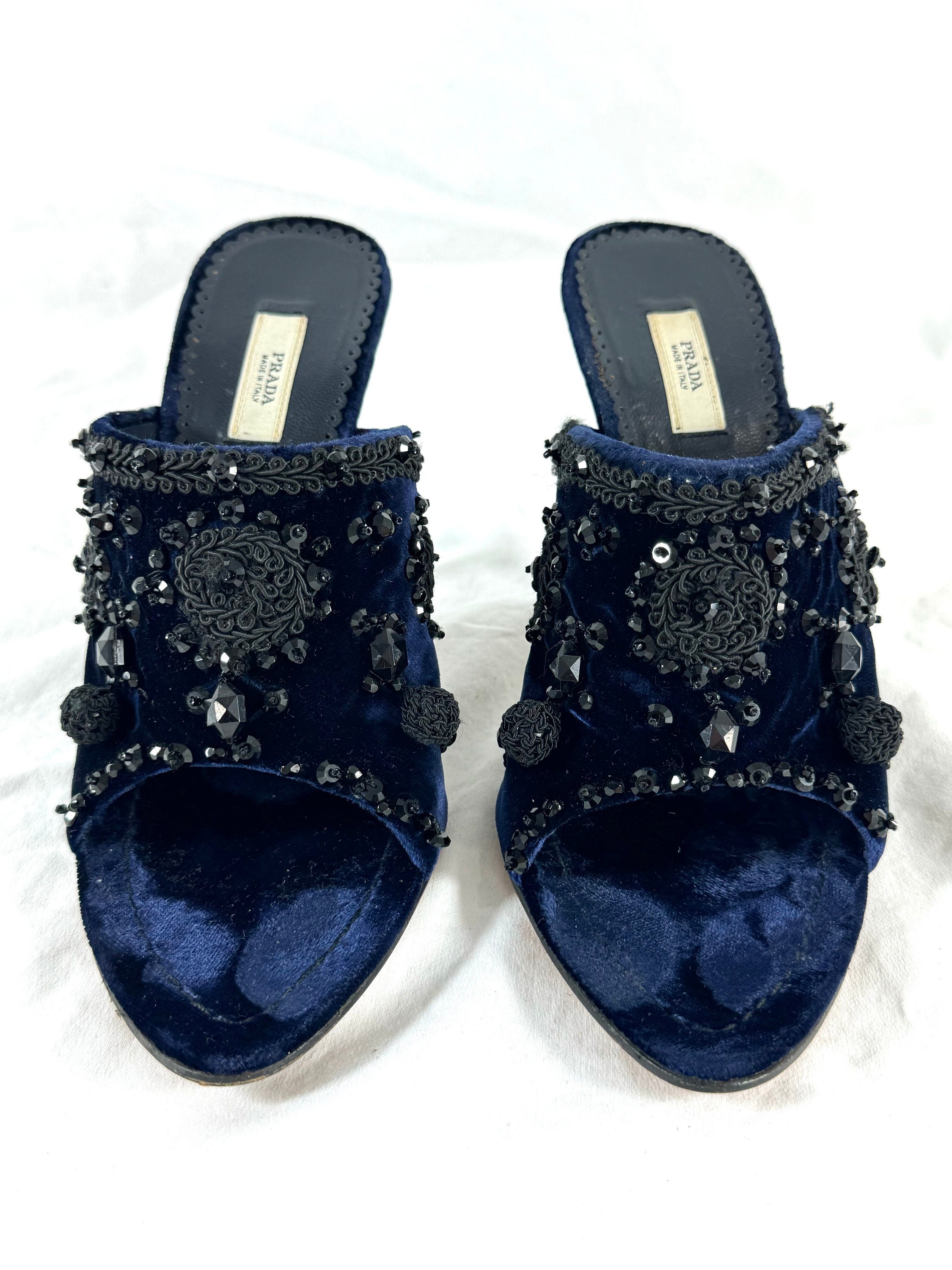 Prada ネイビー スエード カットアウト ハイヒール 36 Prada ネイビー スエード カットアウト ハイヒール 36 Prada
