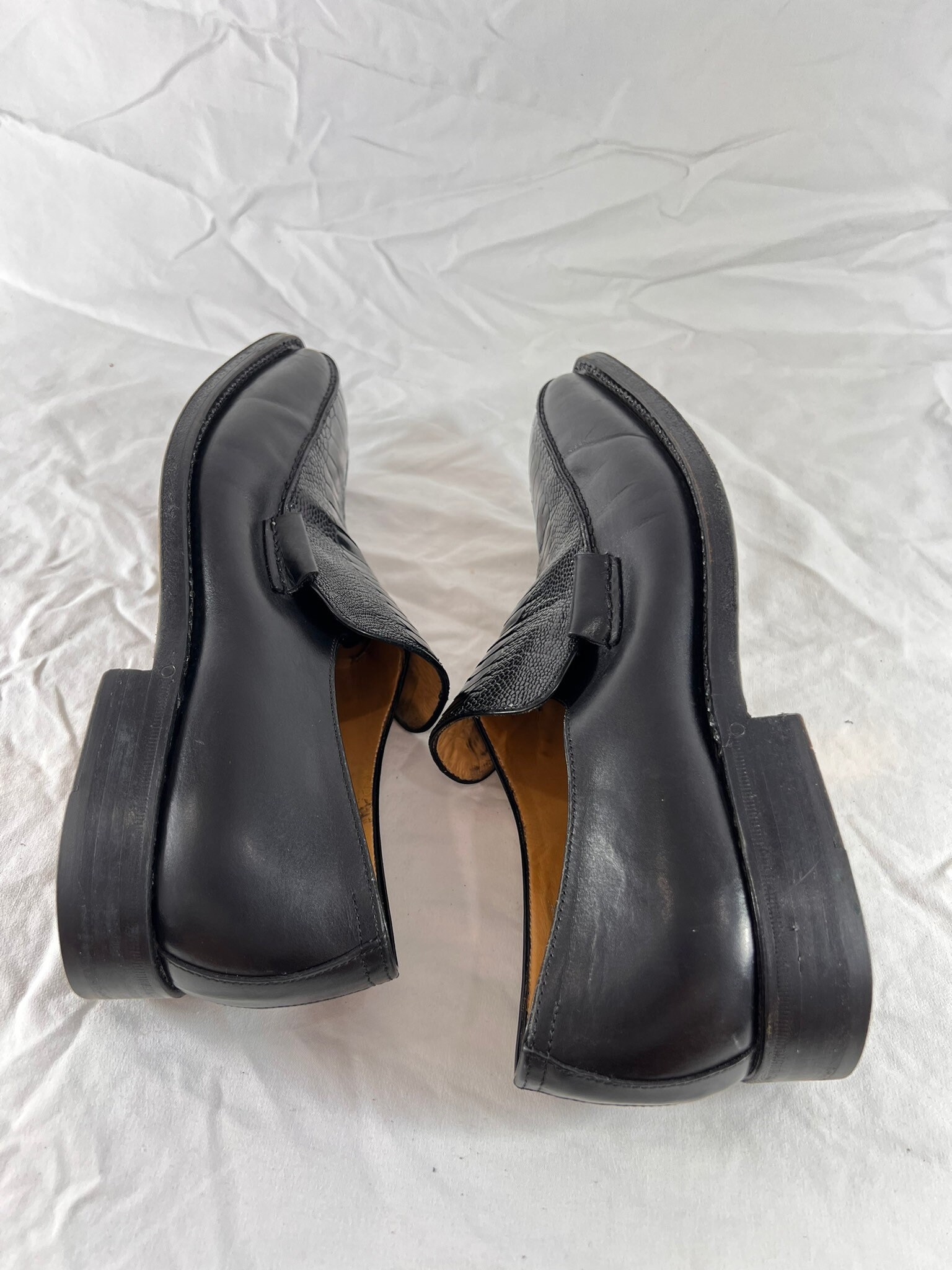 GIANNI VERSACE Vintage Authentic Black Ostrich Leather Men display picture 3