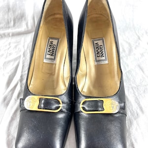GIANNI VERSACE Vintage Authentic Black Leather Medusa Shoes Size 36EU US 6 Made in Italy
