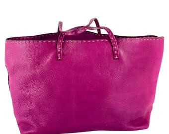 FENDI Pink/fuchsia Leather Selleria 925 Tote Shoulder Bag
