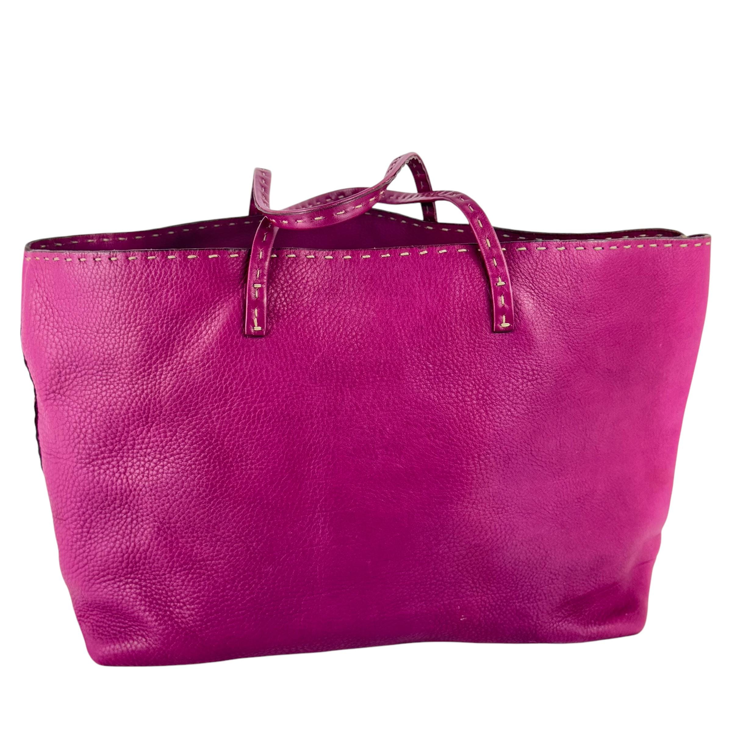FENDI Pink/fuchsia Leather Selleria 925 Tote Shoulder Bag