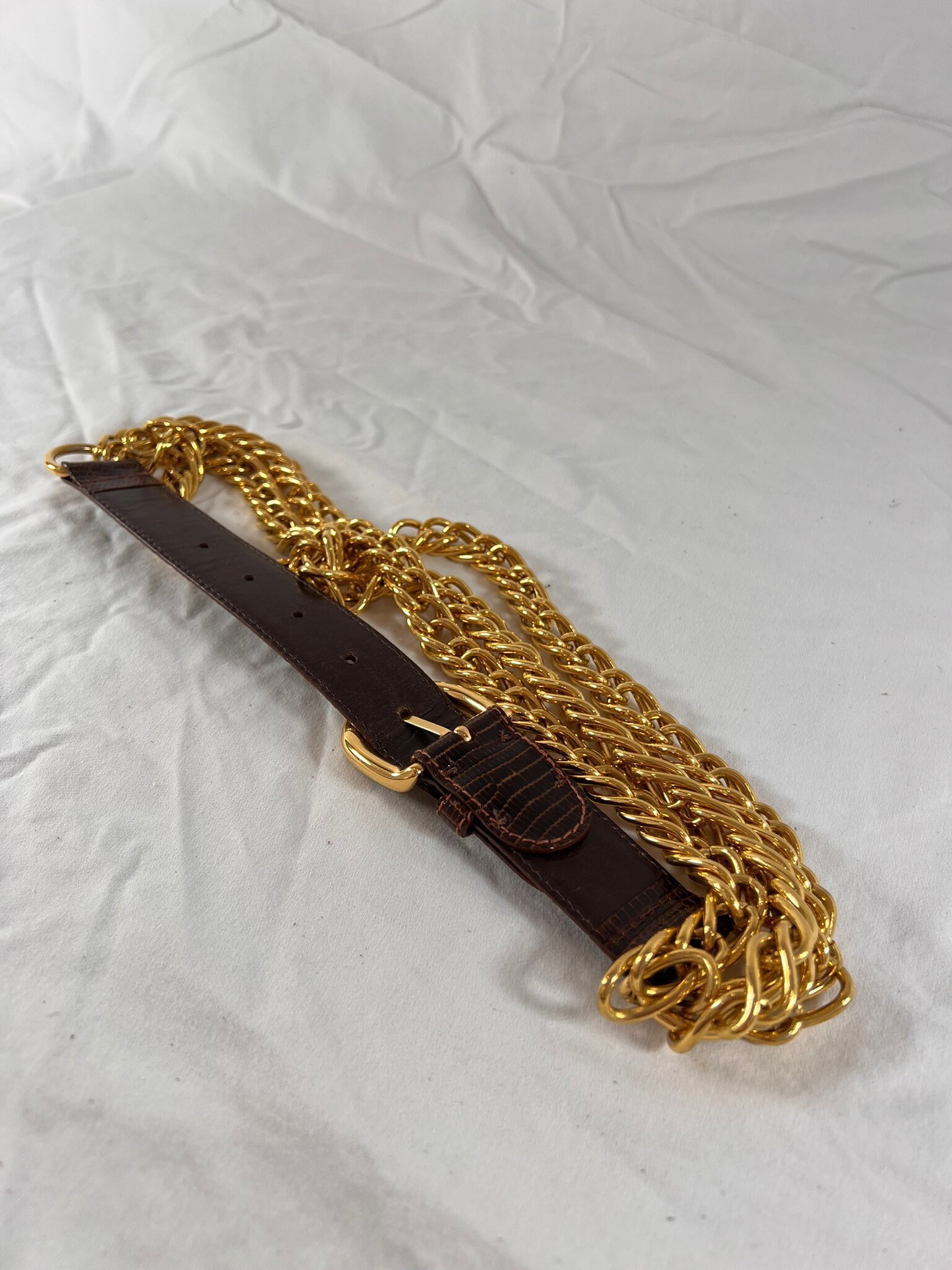 Rare GUCCI Vintage Brown Lizard and Leather Triple Golden  display picture 1