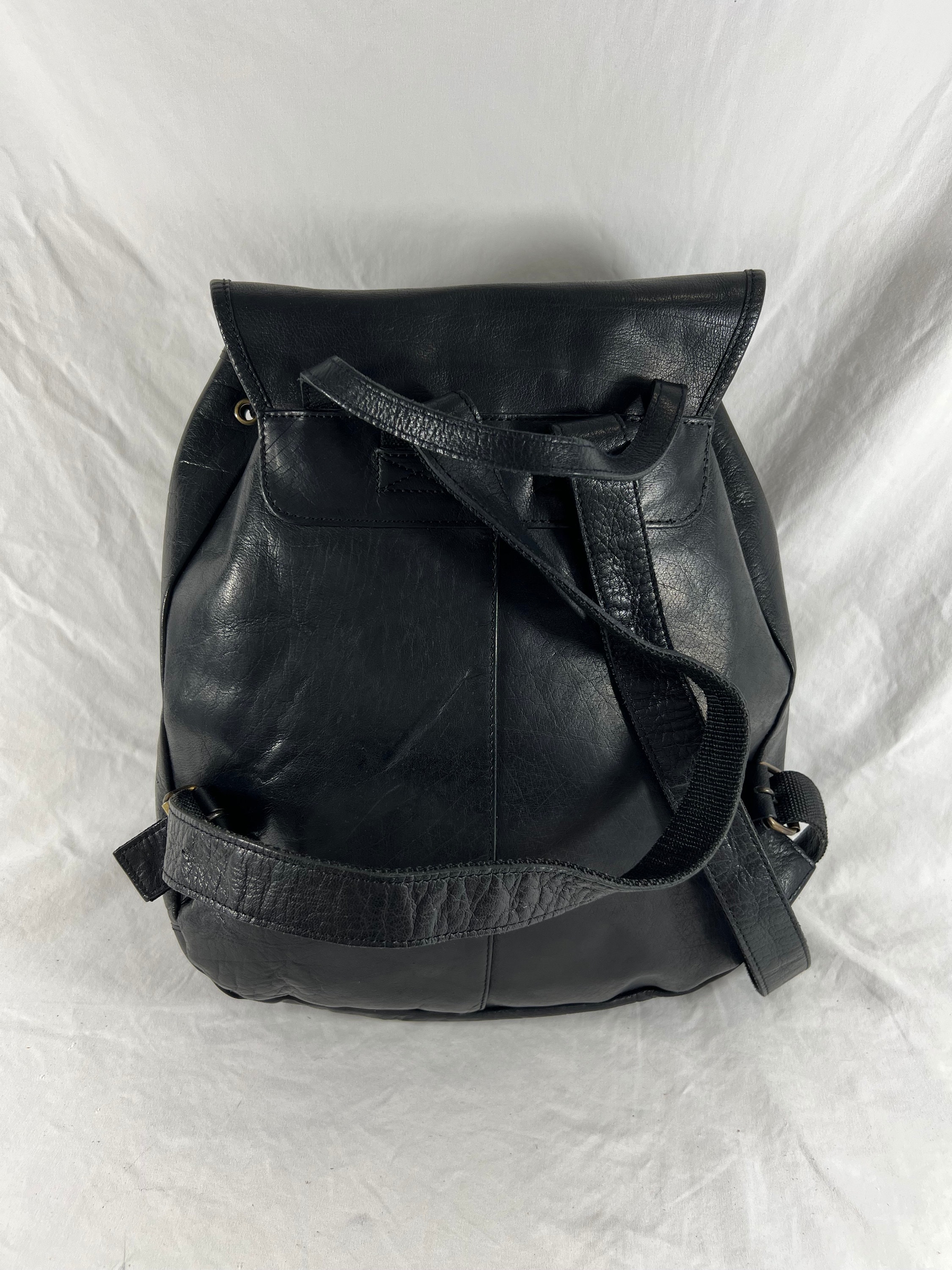 bass black leather backpack G. H. BASS & Co. Vintage Authentic Black Leather Rugged Rucksack Backpack  Bag