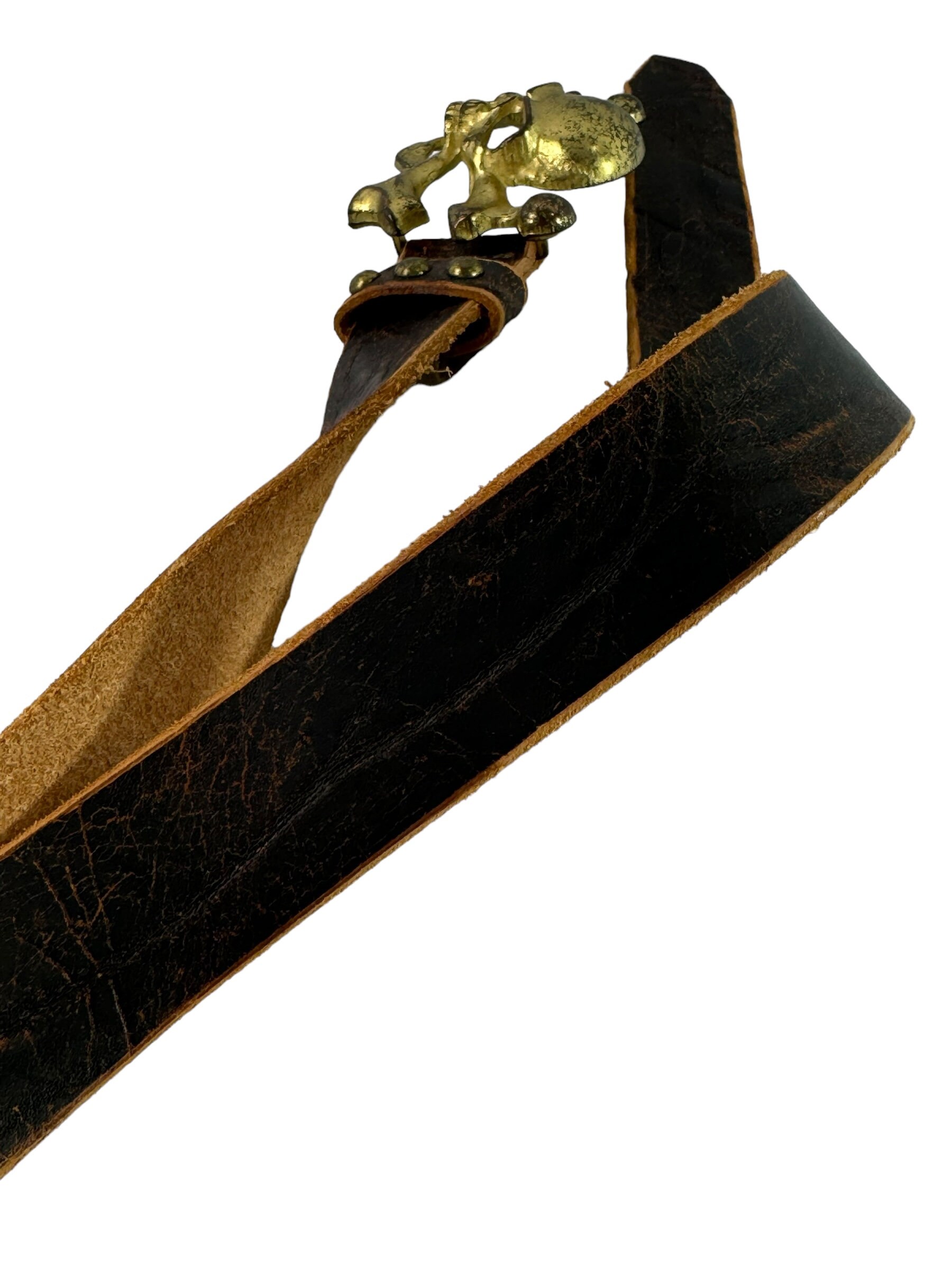 Streets Ahead Brown Leather Belt with Skull Accent Braun Belt - Italian Leather Belt With Silver Western Buckle  main image 4