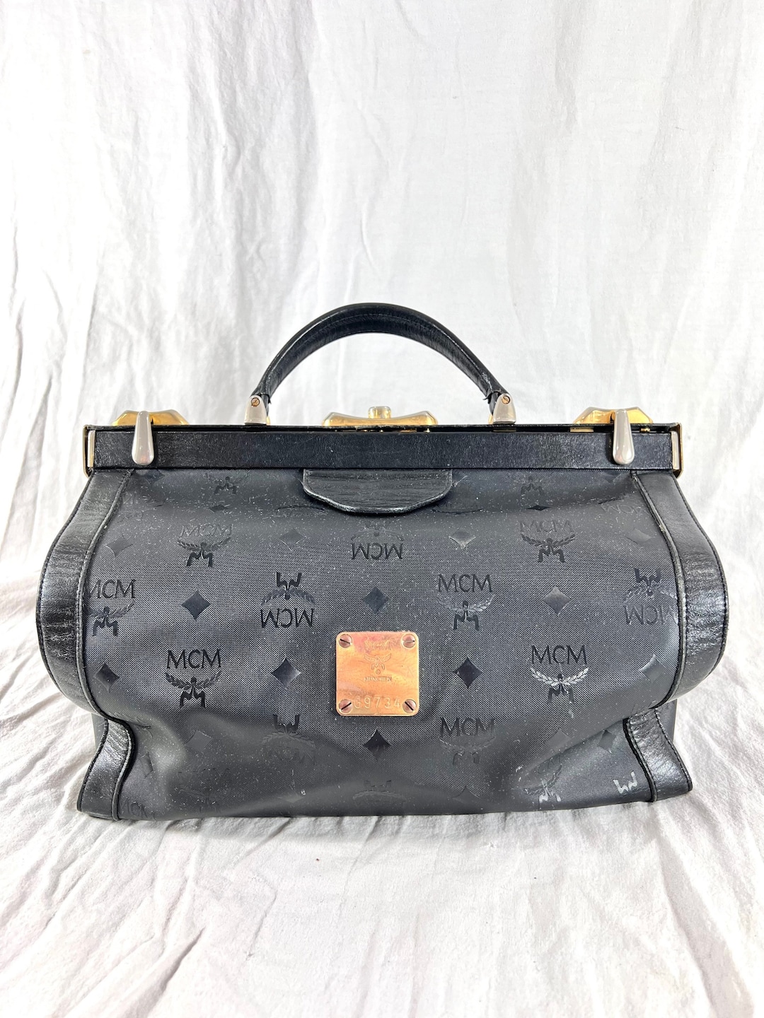 MCM Vintage Authentic Visetos Black Canvas and Leather Trim Train Case Made in West Germany - Etsy