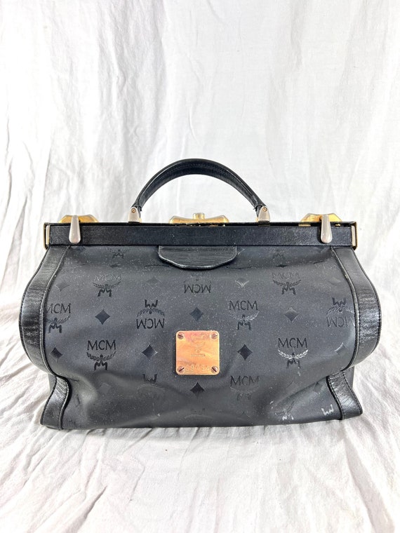 Vintage MCM Black Visetos Mini Boston Handbag