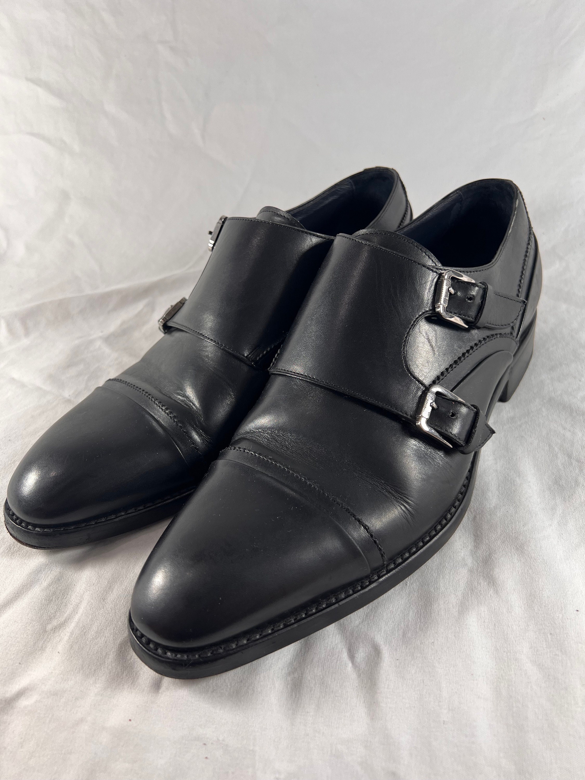ERMENEGILDO ZEGNA Black Leather Monk Strap Oxford Made in  display picture 3