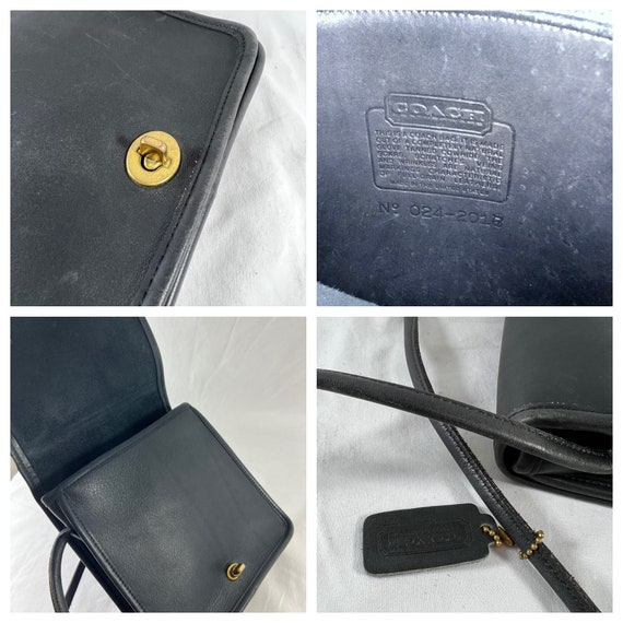 80's COACH Dark Navy Blue Leather Compact Pouch C… - image 2