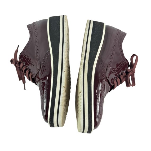 PRADA Brogues Burgundy Patent Leather Women Wingt… - image 8