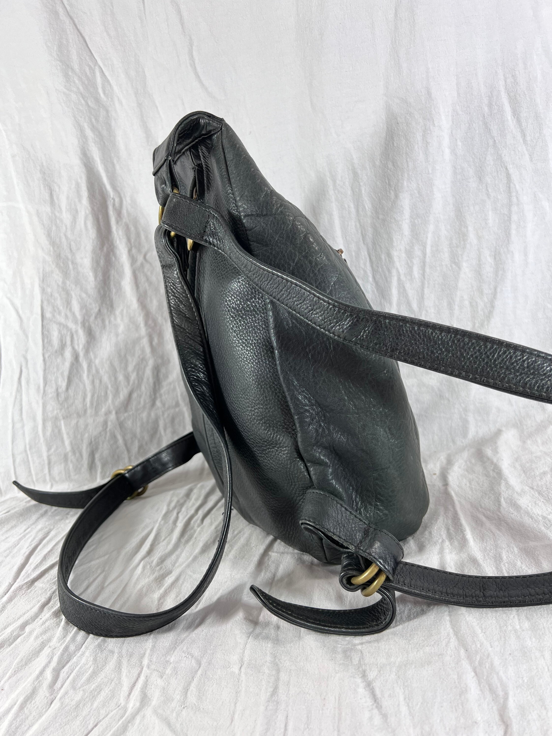 Authentic LIBAIRE Vintage Black Leather Backpack Bag Made in  display picture 1