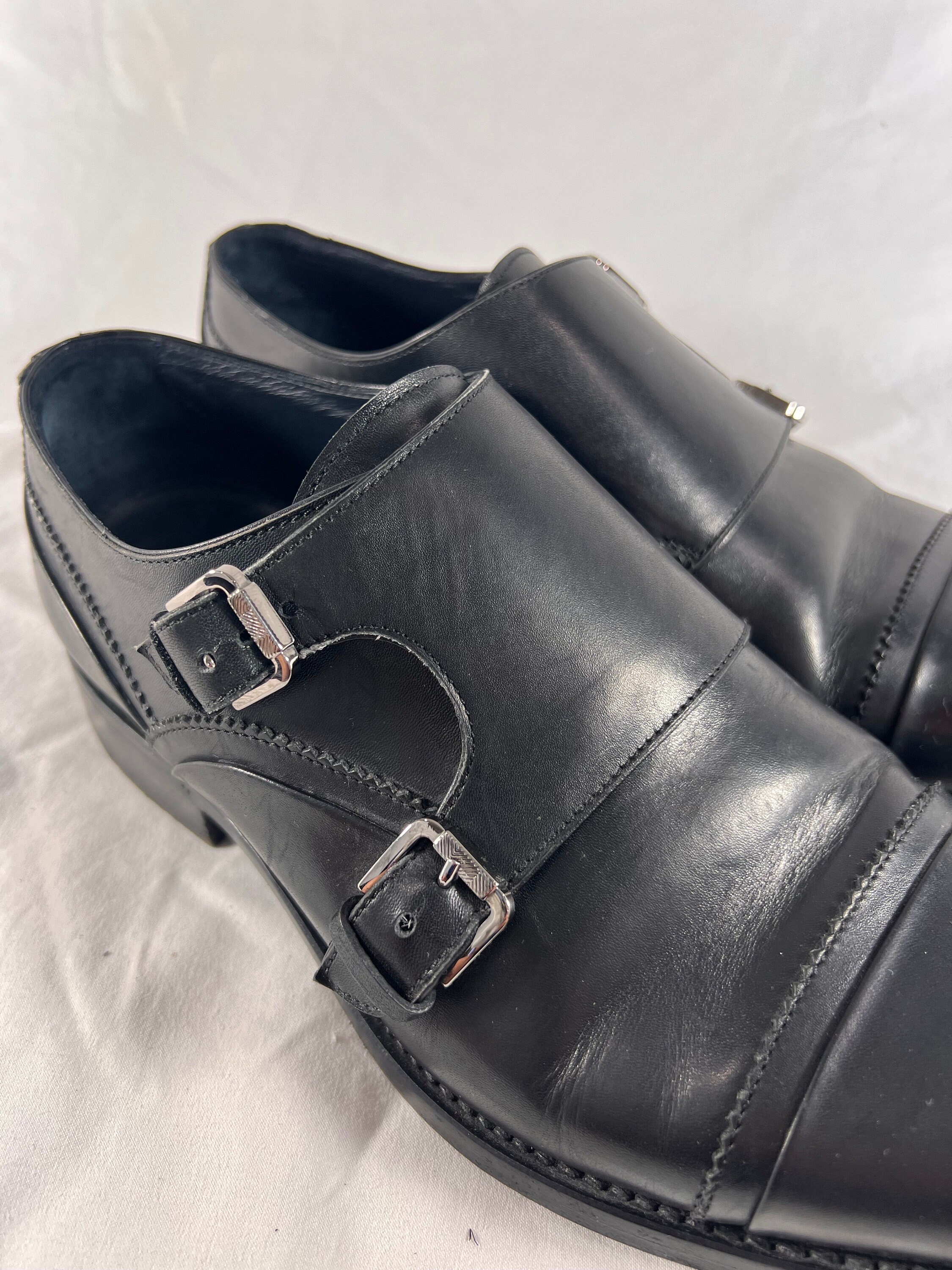 Ermenegildo Zegna Black Leather Monk Strap Dress Shoes 8 / US 9 $1490 Ermenegildo Zegna - Cap-Toe Leather Monk-Strap Shoes - Black  main image 3