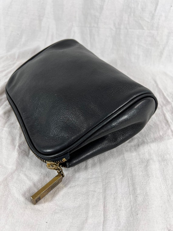 RALPH LAUREN Black Leather Toiletry Makeup Bag - image 6