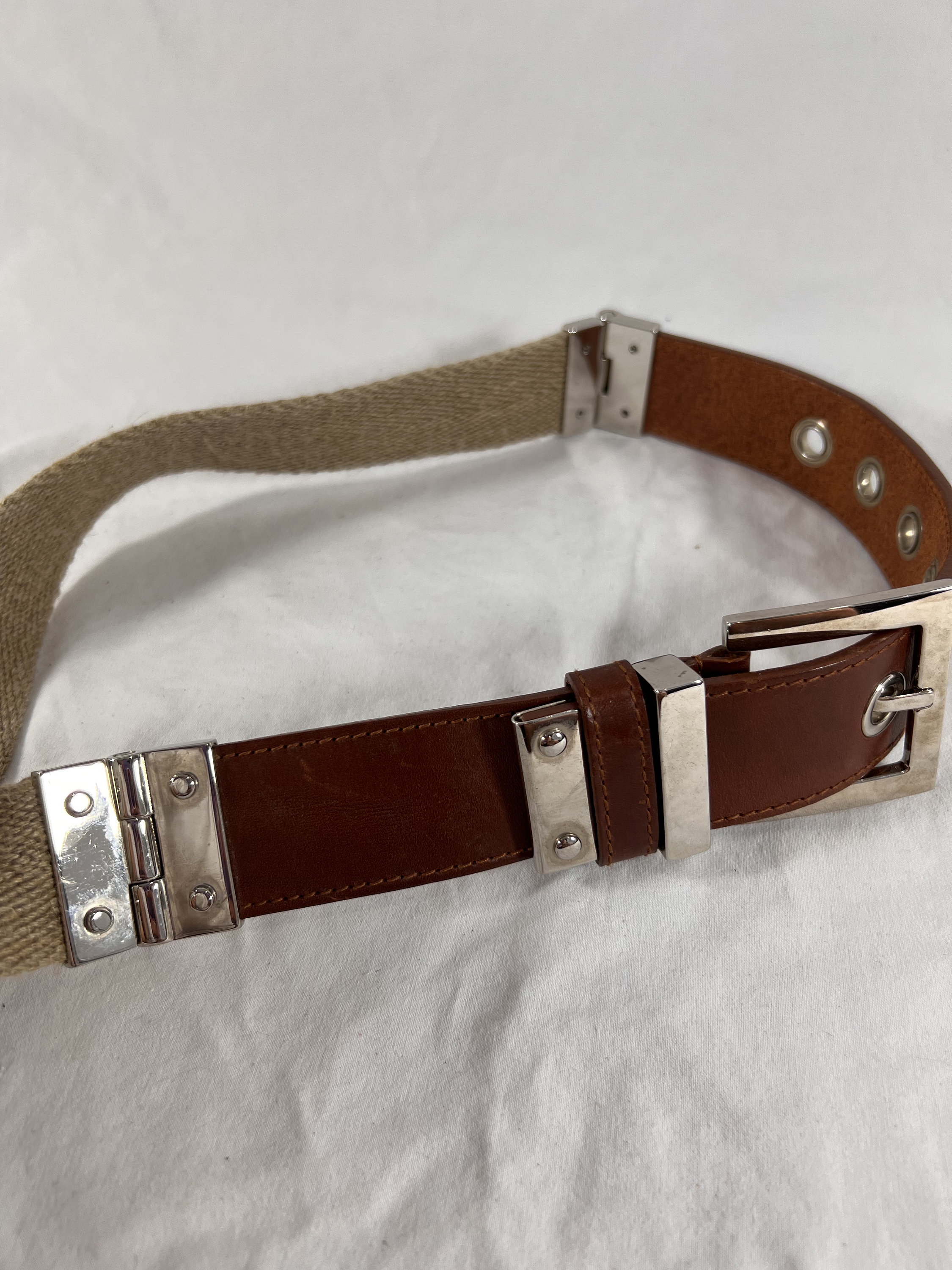 Dolce & Gabbana Brown Leather Beige Nylon Women display picture 3